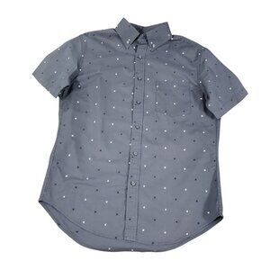 Merona Mens Short Sleeve Gray "X Print" Button Down Shirt Medium